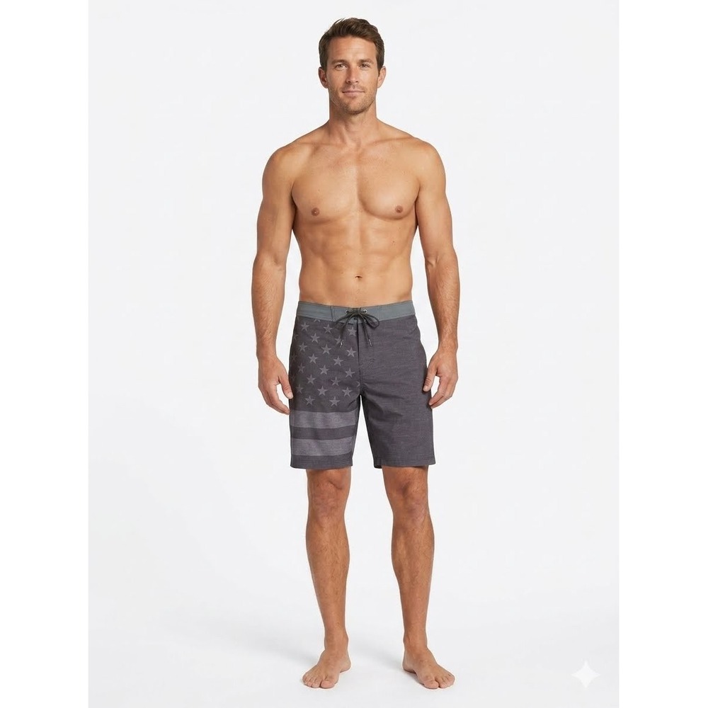 Hurley Phantom Patriot Cheers Board Shorts Mens 38 Gray American Flag Swimwear